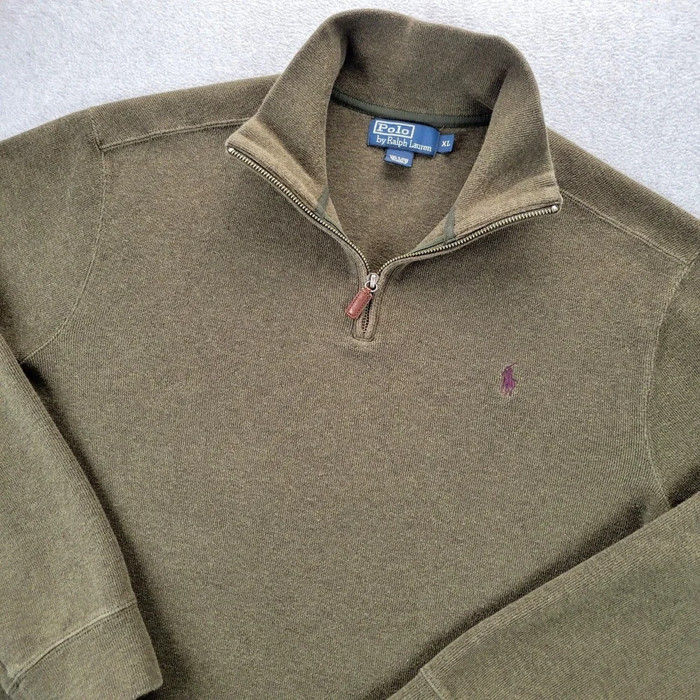 Polo Ralph Lauren Sweater Mens‎ XL Quarter Zip Pullover Knit Pony Preppy Green